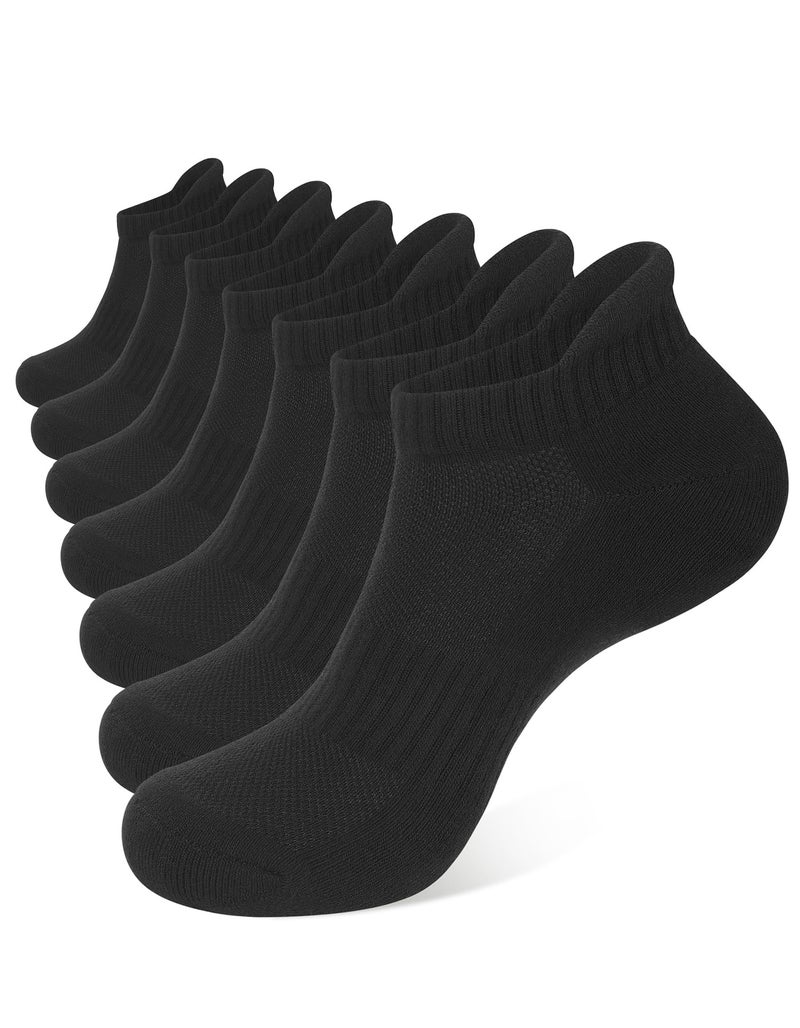 CLOSEMATE 7 Pairs Ankle Athletic Running Socks for Men Women - Comfortable Cotton Cushioned and Anti-Blister(7Black, Size L) - Image 1